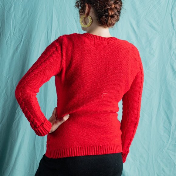 H&M L.O.G.G. | Red Cable Knit Pullover Sweater - Picture 3 of 4